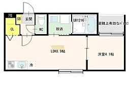 ハーモニーテラス宮千代VI 1LDKの間取図画像