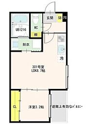 杜ノ川テラス 1LDKの間取図画像