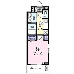 ドミール南仙台 1Kの間取図画像