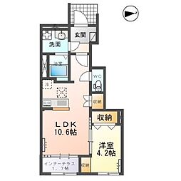 袋原1丁目アパート新築工事 1LDKの間取図画像