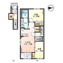 袋原1丁目アパート新築工事 2LDKの間取図画像