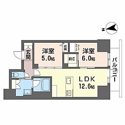 ナナアーク荒町 10階2LDKの間取り