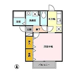 カーサ・プレミール 1Kの間取図画像