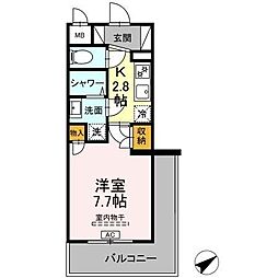 CINZA若林 1Kの間取図画像