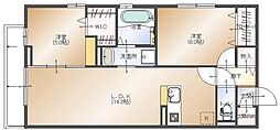 オハナなないろの里 2LDKの間取図画像
