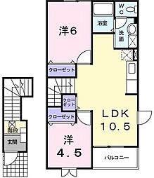 ルミエール館1 2LDKの間取図画像