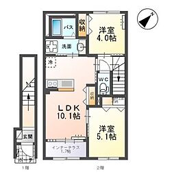 小田原8丁目新築アパート 2LDKの間取図画像