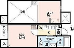 リアンM 1Kの間取図画像