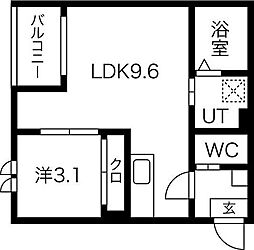 リブライト東仙台 1LDKの間取図画像