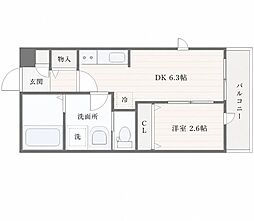 プログレス河原町 1DKの間取図画像