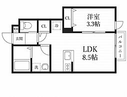 (仮)台原4丁目新築アパートB棟 1LDKの間取図画像