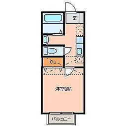 アスティオン荒井3 1Kの間取図画像