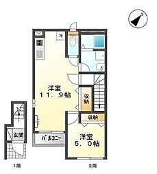 HK館123 1LDKの間取図画像
