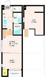 ハーモニーテラス西中田VIII 1DKの間取図画像