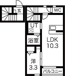 Foret Lumiere(フォレルミエール) 2階1LDKの間取り