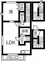 椿山荘 3階1LDKの間取り