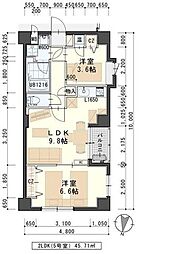 エクセレントパーク北山 2LDKの間取図画像