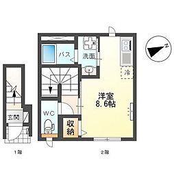 ビッグマーシュ ワンルームの間取図画像
