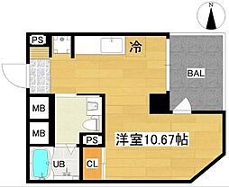 オーラ六丁の目 ワンルームの間取図画像