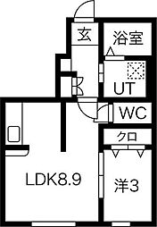 ララ・ポート 1階1LDKの間取り