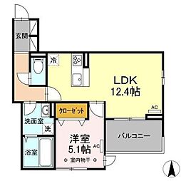 D-rest泉崎 1LDKの間取図画像