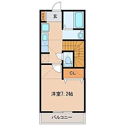 レイウッド蒲町・3 2階1Kの間取り