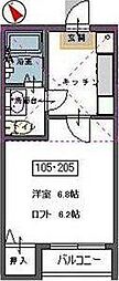 希望が丘荘 1Kの間取図画像