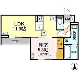 仙台市青葉区福沢町アパート 1LDKの間取図画像