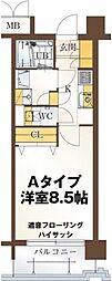 リビングステージ広瀬川 1Kの間取図画像