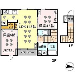 D-ROOM富沢西5丁目 2LDKの間取図画像