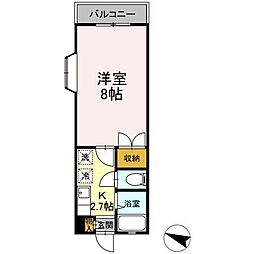 ラフォーレ東勝山 1Kの間取図画像