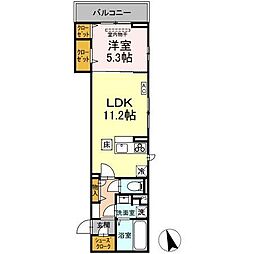 Luxe Gracia 成田町 1LDKの間取図画像