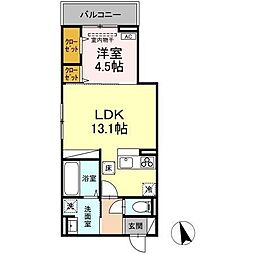 Luxe Gracia 成田町 1LDKの間取図画像