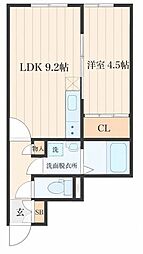 リヴェール台原III 1LDKの間取図画像