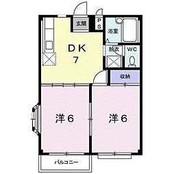 エルディムあべ 2DKの間取図画像