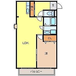 コンフォールＵＥＭＡＴＳＵII 1階1LDKの間取り