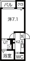 仙台市太白区向山4丁目アパート 1Kの間取図画像