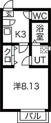 クレフラスト台原駅前 1Kの間取図画像