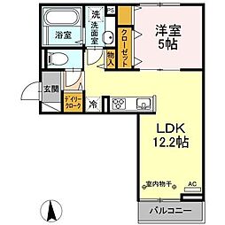 メゾンパーク木ノ下 1LDKの間取図画像