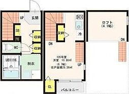 ハーモニーテラス岩切4 ワンルームの間取図画像