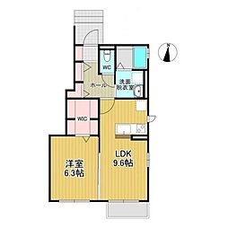 ラ・ティェラ2 1LDKの間取図画像