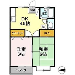 スイートホーム平成 2DKの間取図画像