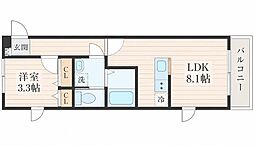LEXIA河原町 1LDKの間取図画像