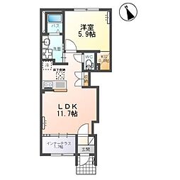 ルミエール南中山 1LDKの間取図画像