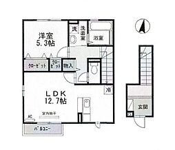 ボナール福田町 1LDKの間取図画像