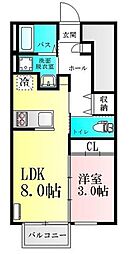 ＢＡＵ・ＦＢ 1階1LDKの間取り