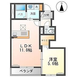 ＬｏｎｇＲｉｖｅｒ四郎丸 1階1LDKの間取り