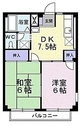 コーポさざんか1 2DKの間取図画像