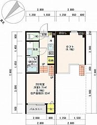 ナチュール北山 1Kの間取図画像