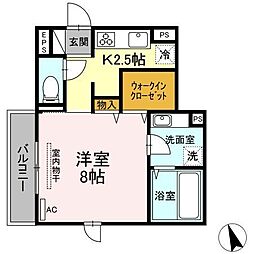 グランドゥール八乙女駅前2 1Kの間取図画像
